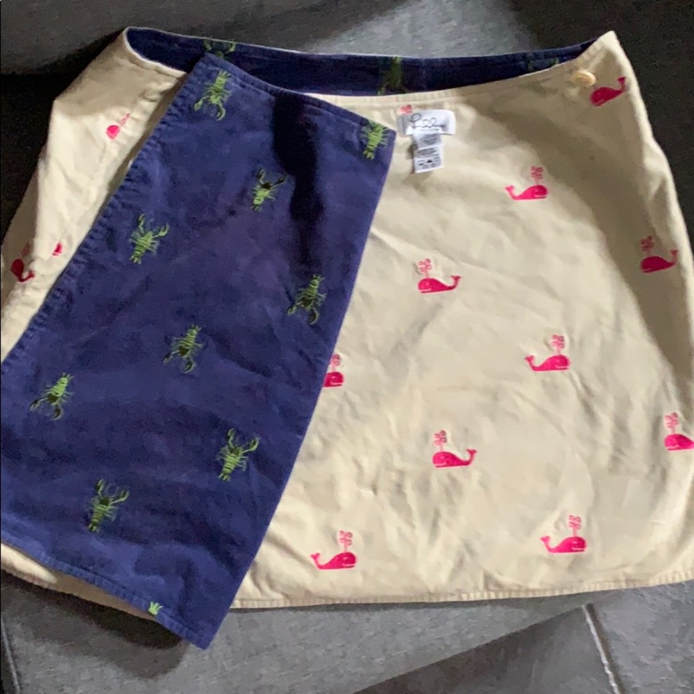 Reversible Lobster/ whale Lilly wrap skirt